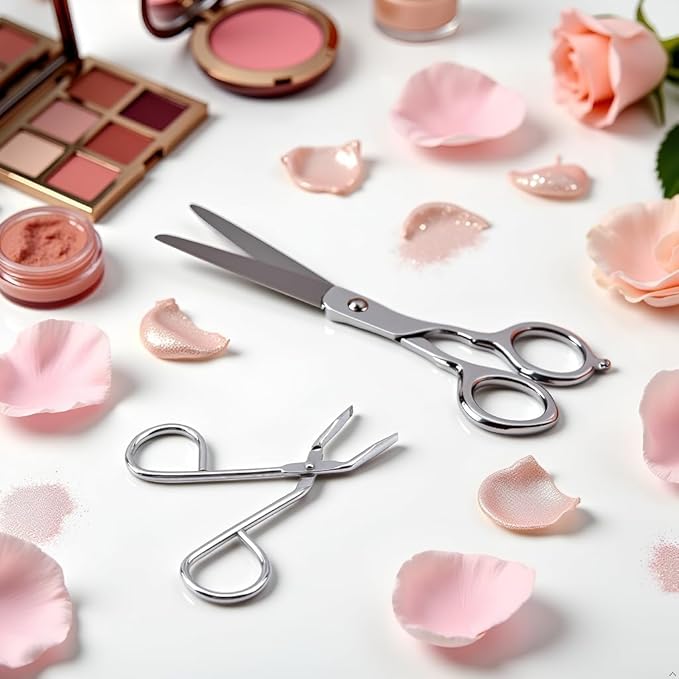 3Pcs Silver Stainless Steel Eyebrow Tweezers Scissors- Professional Shaped Slant Tip Tweezer Clip Hair Plucker for Hair and Eyebrows Personal Care, Shave and Hair Removal