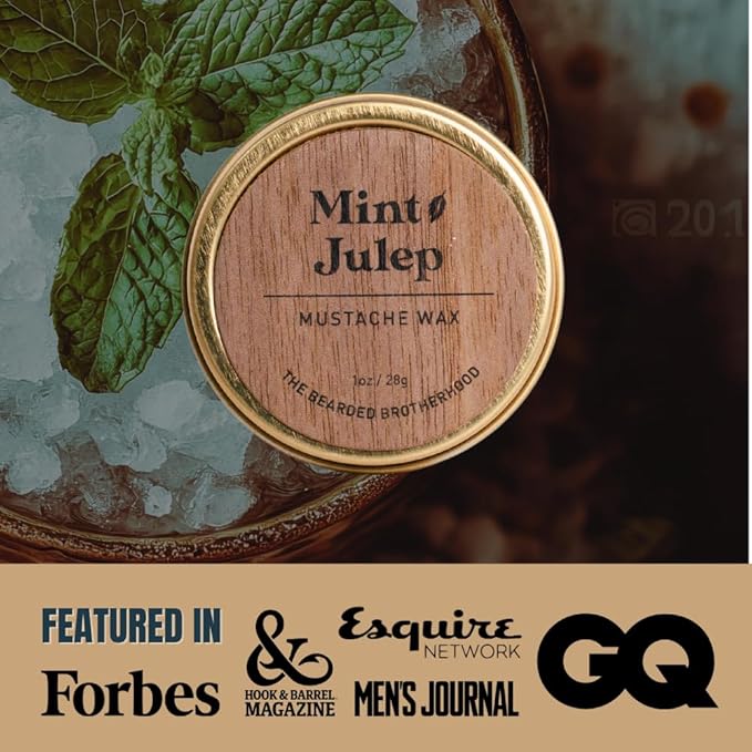 Mint Julep Mustache Wax — 1 oz Tin, Strong Hold, Natural & Handcrafted (Bourbon + Mint Scent)