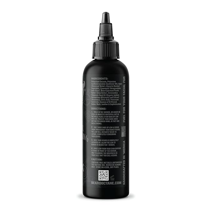 Beard Octane Beard Wash for Men – Onyx (Amber Musk, Leather Cologne) – Gentle Daily Beard Shampoo with Shea Butter – Cleans Without Drying – 8oz