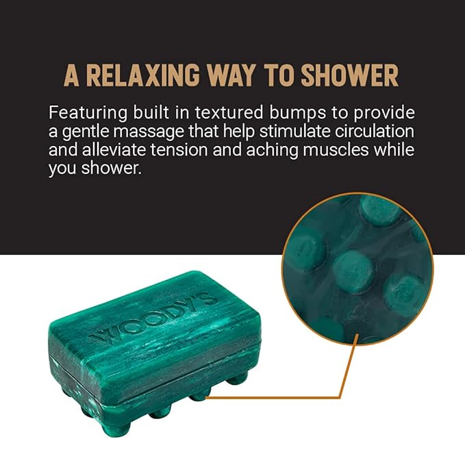 Woody's 3-in-1 Moisturizing Bar Soap for Men, For Hair, Shaving, & Body Cleansing, Deep Clean with Peppermint Scent, 8 oz