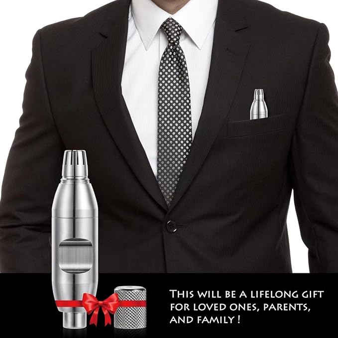 Nose Hair Trimmer for Manual, Battery-Free, Stainless, Waterproof, Painless