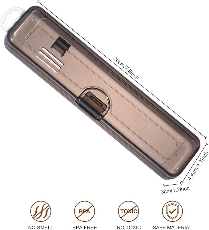 Yeeco Toothbrush Case 4 Pack, Transparent Black Toothbrush Travel Case, Plastic Toothbrush Holder Travel Size, 7.87 x 1.85 x 1.18 inches Portable for Traveling