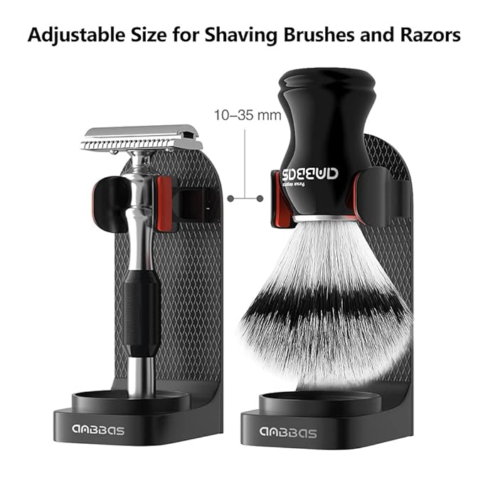Anbbas 4IN1 Shaving Brush Set,Nylon Bristles Wood Handle and Stainless Steel Soap Bowl,ABS Wall Mounted Shaving Holders for Brush and Bowl for Men Wet Shave