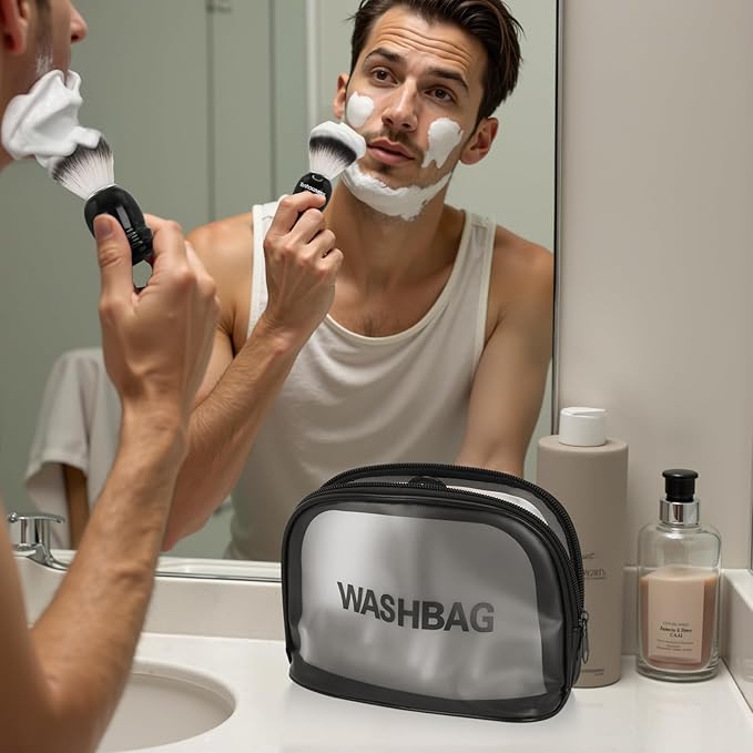 Travel Shaving Brushes Kit For Men, 5 In 1 Shaving Brush Set With Nylon Bristle Shave Brush, Shave Brushes Travel Case, Shaving Cream, Foldable Shaving Bowl and Washbag For Trip, Holiday