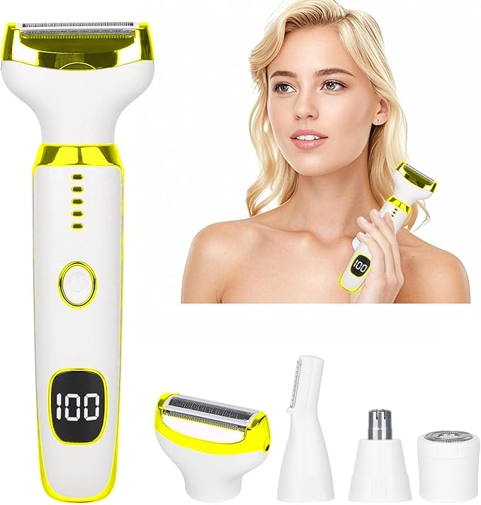 2 in 1 Nose and Ear Hair Trimmer with LED Display, Rechargeable Electric Nasal Hair Clipper for Men & Women, Eyebrow & Facial Hair Removal with Dual-Edge Blades, Easy to Clean