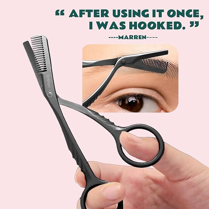 Eyebrow Trimming Scissors with Combs, Eyebrow Cutter Hair Removal Eyebrow Scissors,Eye brow razors, Eyebrow trimmer for women,Gifts For Men Women Stocking Stuffers (Black)