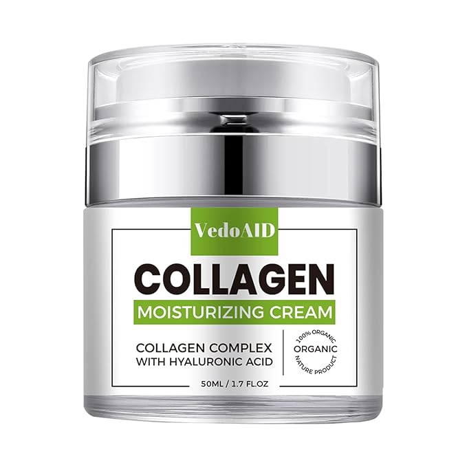 Collagen Moisturizing Cream with Hyaluronic Acid, Deep Hydrating Anti-Aging Face Cream for Firming Skin, Day & Night Facial Moisturizer for Women & Men, 1.7 fl oz (50ml)