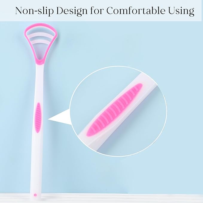 Copper Tongue Scraper Set Tongue Cleaner Kits Plastic Oral Tongue Cleaning Tools Brush for Fresh Breath and Mouth Hygiene Care with Travel Case (3.0” x 5.0”)