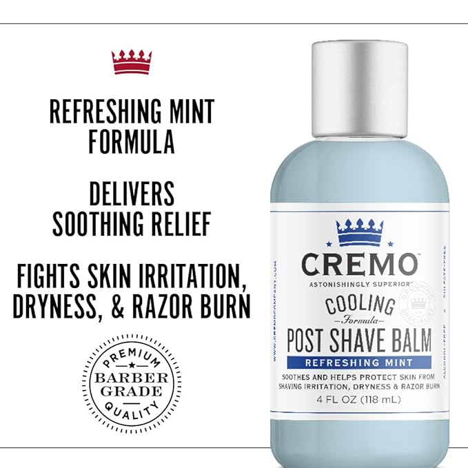 Cremo Barber Grade Original Shave Cream & Cooling Formula Post Shave Balm, Soothes, Cools And Protects Skin From Shaving Irritation, Dryness and Razor Burn, 4 Oz