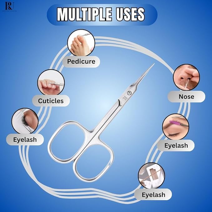 Cuticle Scissors Extra Fine Curved Blade Manicure Scissors for Professional Cuticle Small Scissors for Stainless Steel Sharp Pointed tip Trimming for Eyebrow Eyelash and Dry Skin Grooming scissors.