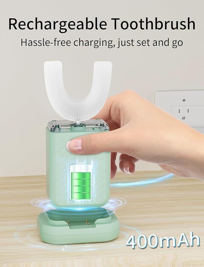 U-Shaped Electric Toothbrush for Adults, Electric Toothbrush with IPX7 Waterproof