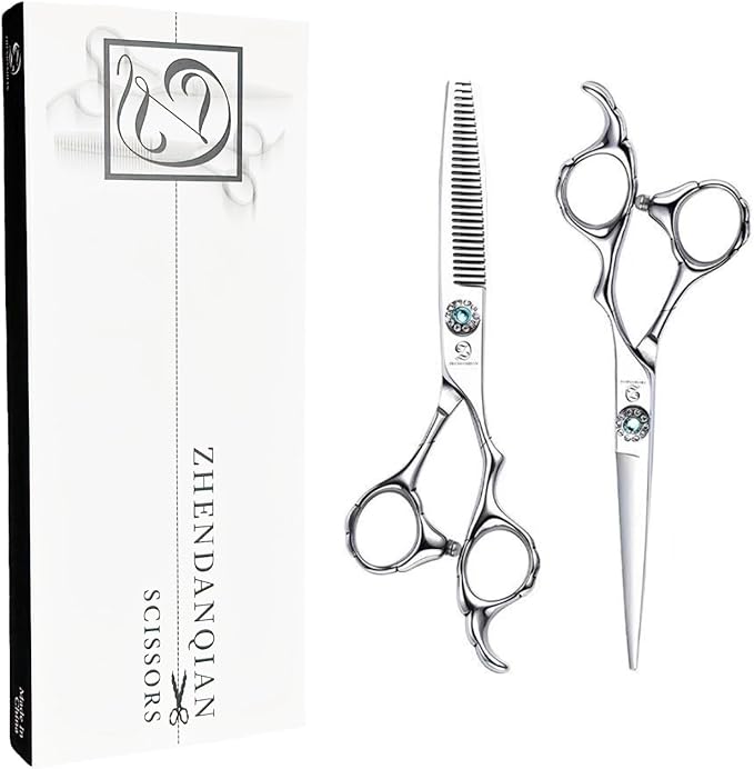 Professional Hair Thinning Scissors, 6.5CM Stainless Steel Blade, 17CM Total Length, 30 Teeth Texturizing Shears with Noise-Reducing Muffler and Safe Round Tip (Straight Shears)