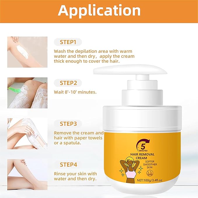 Hair Removal Cream for Men & Women, Depilatory Cream for Sensitive Skin & Intimate Areas with Vitamin E, Hair Removal for Body Legs Arms Underarms Bikini Fast Gentle and Soothing 3.4 FL.OZ