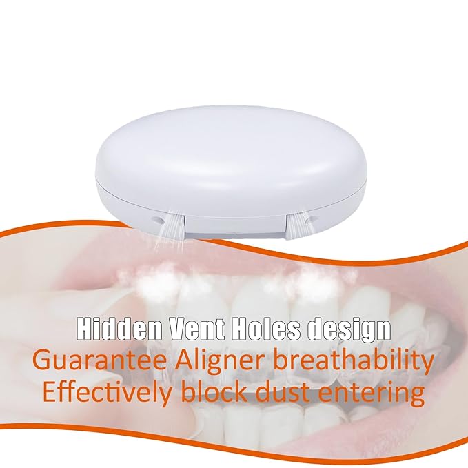 2PCS Retainer Case Compatible with Invisalign,Cute Slim Aligner Case,Customized Magnetic Closure Orthodontic Retainer Cases (2 Pack White+ Orange Silicone)