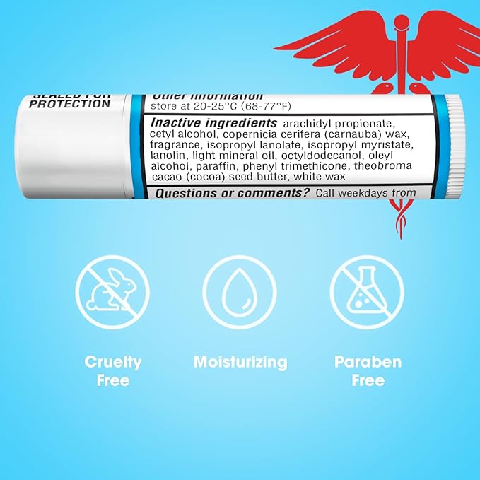 ChapStick Bulk Medicated Lip Balm 12-Pack – External Analgesic, Skin Protectant for Dry Lips & Cold Sore Pain Relief, 0.15 Oz Ea