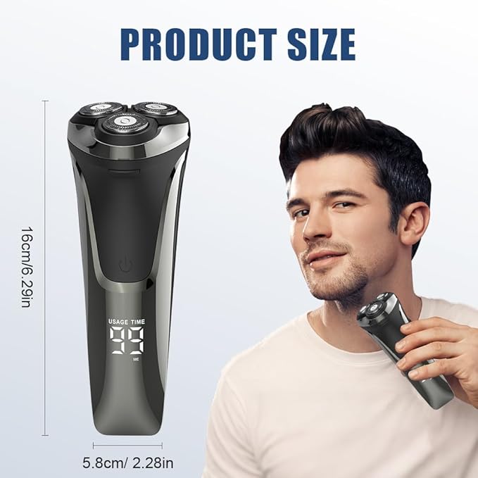 Snapbuy Electric Razor for Men, 2025 New Electric Razor 4D Rotary, Ipx7 Waterproof Electrics Razors, Wet & Dry Rechargeable Electrics Shaver LCD Display (2)