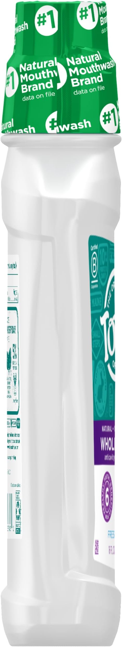 Tom's Of Maine Whole Care Natural Fluoride Mouthwash, Fresh Mint, 16 Oz (Pack of 3) (Packaging May Vary)