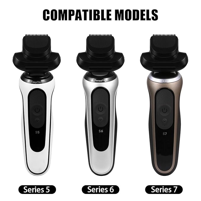Beard Trimmer Attachment for Braun Series 5, 6 and 7 Electric Razors - 1 Replaement Trimmer Head + 5 Combs for Shaver 5018s, 5020s, 5050cs, 6075cc, 6020s, 6072cc, 7071cc, 7075cc, 7085cc, 7020s, 7027cs