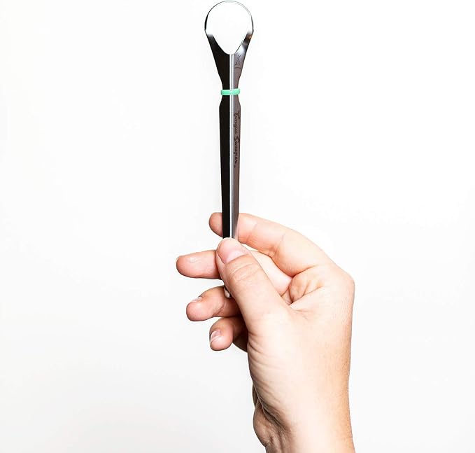 Tongue Sweeper Model P Medical Grade, Dishwasher Safe, Stainless Steel Tongue Cleaner, Reduce Bad Breath and Improve Taste, Preferred by Leading Dental Schools for Oral Hygiene, (1 Count)