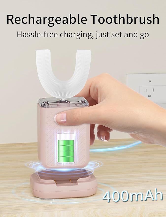 U-Shaped Electric Toothbrush for Adults, U-Shaped Electric Toothbrush with 360° Automatic Cleaning