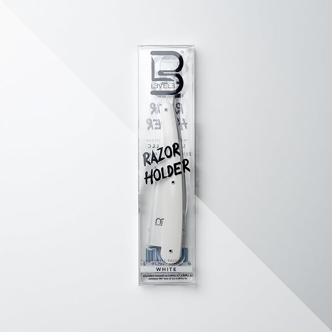 L3 Straight Razor Holder - Excellent Grip and Control - Precision Shaving Control - Level Three Straight Razor Holder (White)