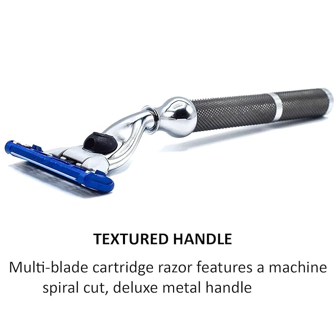 Parker 42M All-Metal Triple Blade Razor in Graphite Gray - Compatbile with Gillete Mach 3 Cartridge Refills – Deluxe Brass-Frame, Textured Grip Handle for Triple Blade Shaving
