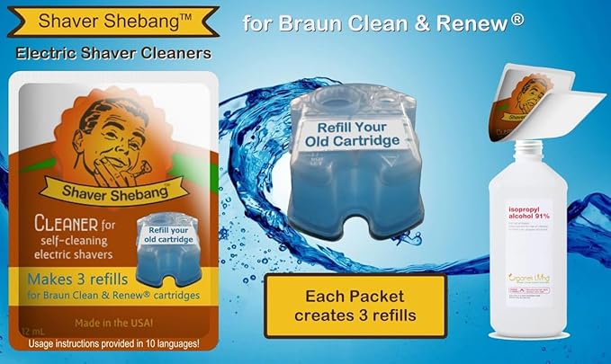 Shaver Shebang Cleaning Concentrate for all Braun Clean and Renew Systems, Mint Scent