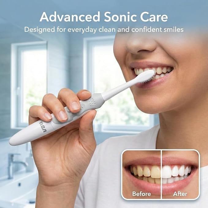 RCA Sonic Revolution Electric Toothbrush for Adults – Battery Powered Sonic Toothbrush with High-Frequency Vibration, Spin Brush Action, Soft Bristles & Extra Brush Heads
