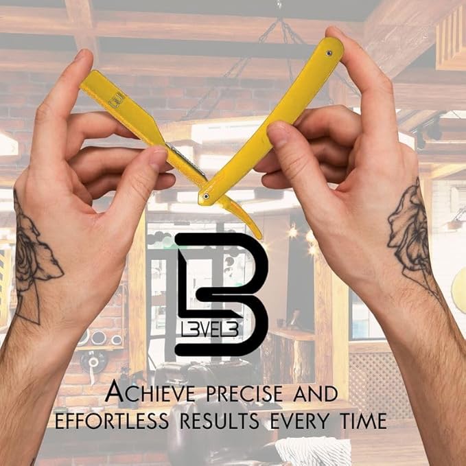 L3 - Level 3 Straight Razor Holder - Excellent Grip and Control - Precision Shaving Control - Level Three Straight Razor Holder (Yellow)