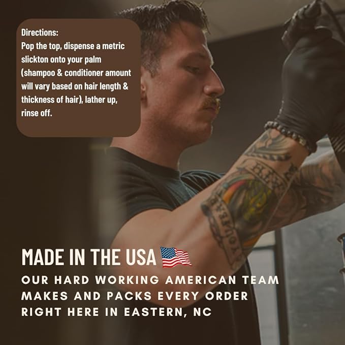 Johnny Slicks Hair Cleaning Kit - Supports Scalp & Hair Hydration - Organic Shampoo & Conditioner - Aloe, Shea Butter & Vitamin E - Rugged Scent - 2 Piece Set