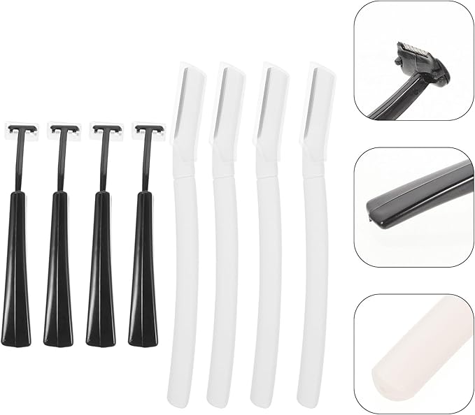 VILLCASE 4 Sets Eyebrow Razor for Women, Portable T-Shaped Eyebrow Trimmer with Replaceable Blades, Multipurpose Dermaplane Facial Hair Shaver for Precise Brow Shaping and Makeup Touch-up