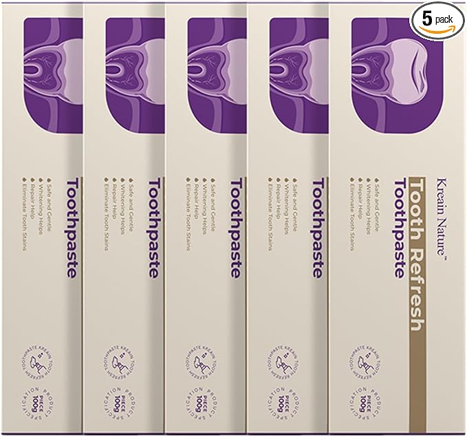 Tooth Refresh Toothpaste, Fresh Breath Formula Whitening Toothpaste, Natural Oral Care & Enamel Repair, Helps Remove Coffee, Tea & Wine Stains, Fresh Minty Gel, 3.5 Oz Tube, 5 Pack