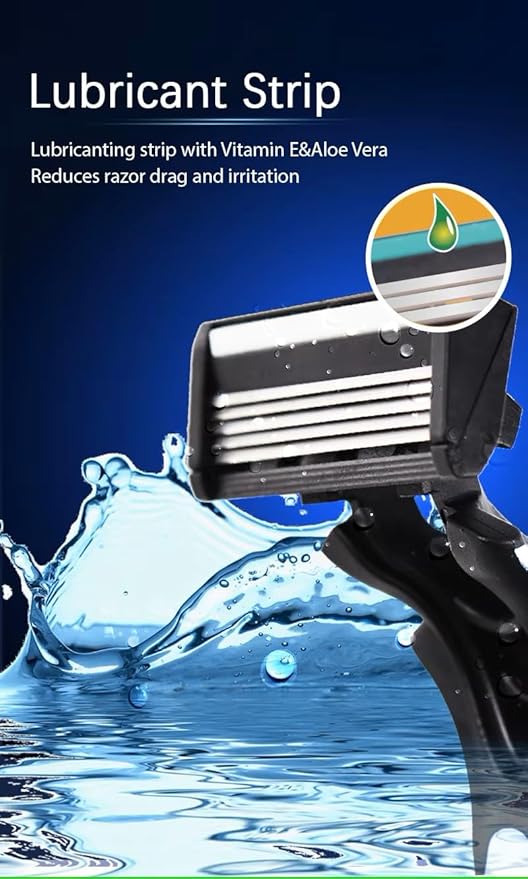 Max Speed 5 Stainless Steel Razors Blades, A Series for Men Shaving, with Lubricated Strip and Ergonimic Handle for Superior Handling Control, 3 Pack.
