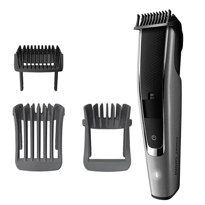 Philips Norelco Beard Trimmer and Hair Clipper Series 5500, Effortless Precision with 40 Adjustable Length Settings, Skin-Friendly Blades, Fully Washable Design, Cordless Power, No Blade Oil Needed