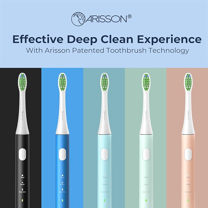 ARISSON Sonic Electric Toothbrush for Adults and Kids, 40,000 VPM Power Toothbrush, 1.5H Fast Charge Ultrasonic Electric Toothbrushes with 2 Minutes Smart Timer, White on Cotton Candy