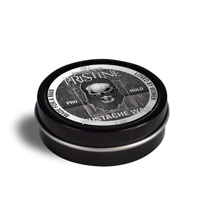 Beard Gains Pristine Scent Strong Hold Mustache Wax 1oz - Hold, Mold, and Tame Moustache W/Organic and Natural Stache Wax (White)