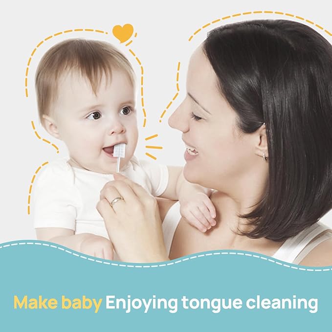 Papablic Baby Tongue Cleaner, Baby Oral Cleaner, Disposable Infant Mouth Cleaner Newborn, Upgrade Gum Cleaner with Paper Handle for Infants Ages 0-2 Years, 40 Pack