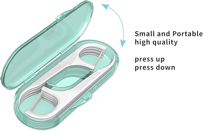 Dental Flossers 2Pcs Green Mini Portable Case,Refillable Toothpicks Dispenser,Storage 10 Count Floss Picks Organizer,Perfect for Your Purse Or Gym Bag for On-The-Go Flossing