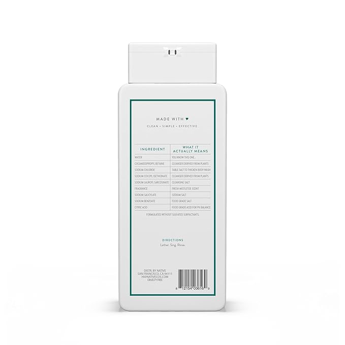 Native Body Wash, Holiday Edition, Fresh Mistletoe Scent, Contains Naturally Derived Ingredients | For Women & Men, Sulfate, Paraben, & Dye Free Leaving Skin Soft and Hydrated | 18 oz