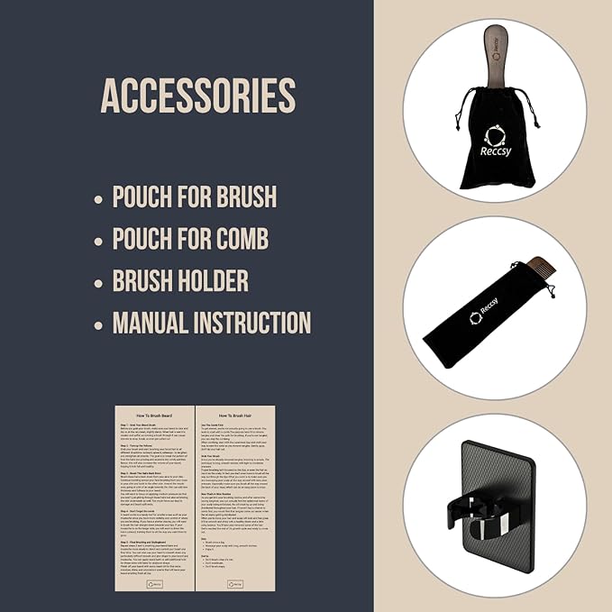 Hair Brush And Comb Set For Men-Boar Bristle Hair Brush,Beard & Wave Brush,Fine Tooth and Wide Tooth Wooden Beard Comb,Facial Grooming Scissors for Eyebrow, Nose Hair, Mustache