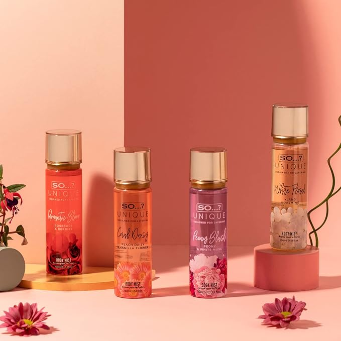 So...? Unique Coral Daisy Body Mist - Perfume for Women - Gourmand Fruity Vanilla Perfume - Gifts - Body Spray for Women - 5.1 oz