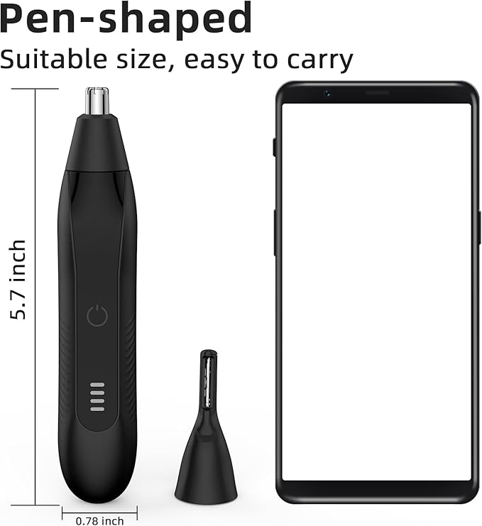 Nose Hair Trimmers for Men,Rechargeable Eyebrow Trimmer 2 in 1 Painless Multifunctional Ear and Nose Hair Trimmer with Dual Edge Blades Portable Design (Black)