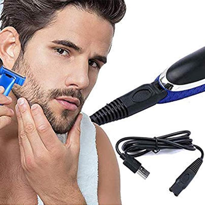 INVODA Shaver Head Replacement Charger and Brush for Electric Solo Shaver Cleaning Bursh USB Data Cable Power Trimmer Solo Head Replacement Charge Line (1Shaver Head & Cord&Brush)