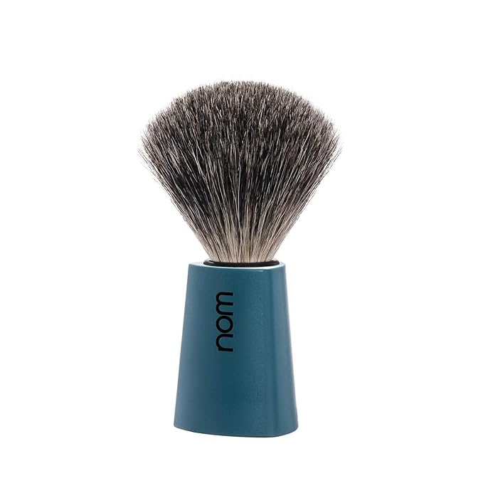 NOM Carl Shaving Brush | Pure Badger Shave Brush for Shaving soaps and creams | Exfoliating Shaving Brush | Petrol handle