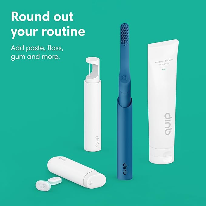 Quip Rechargeable Smart Sonic Toothbrush for Adults - Timed Electric Toothbrush with Bluetooth & Rewards App - Replaceable Brush Head, Soft Bristles, Plastic Handle - Travel Toothbrush - Ocean Blue