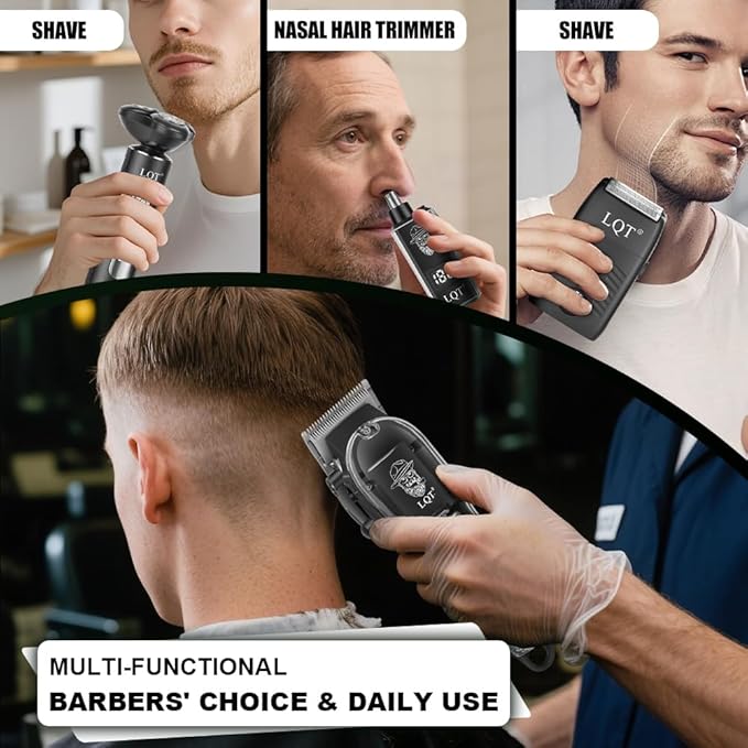 Valentines Day Gifts for Him Hair Clippers for Men with LED Display, 4-Piece Premium Grooming Kit with Magnetic 3D Rotary Shaver, Foil Shaver & Compact Nose Trimmer, Complete Cordless Set for Home Use