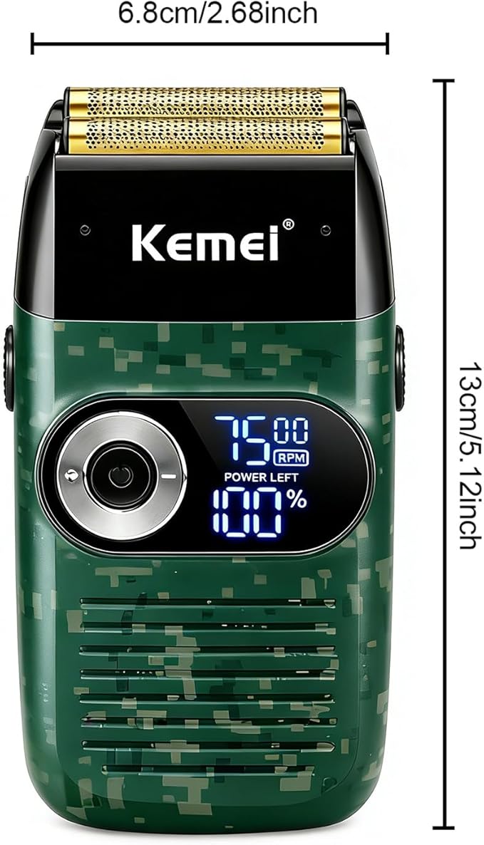 KEMEI Foil Shaver Barber for Men,Electric Razor Rechargeable with Beard Trimmer,Cordless Lithium Titanium Foil Shavers with Travel Case