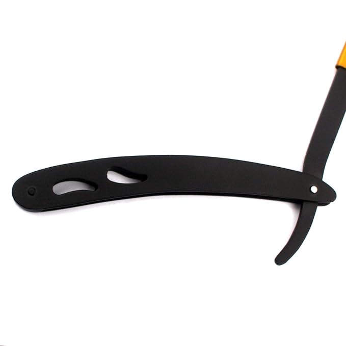 G.S Black & Gold Combination Stainless Steel Barber Straight Edge Razor With 100 Count Blades - Made Of Platinum Stainless Steel - With Easy Blades Replacement Mechanism