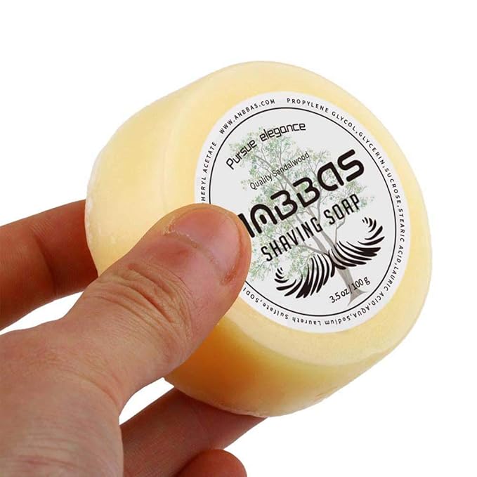 Anbbas Sandalwood Shaving Soap Puck Refill for Men Barber Traditional Wet Shave Latheing(2pcs, 7oz)