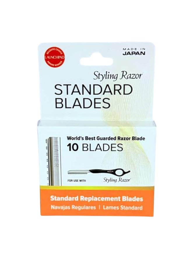 Styling Razor Standard Blades, 10 count -pack of 3, 30 Blades total - The Sharpest & Safest Guarded Blades for Professional Haircutting
